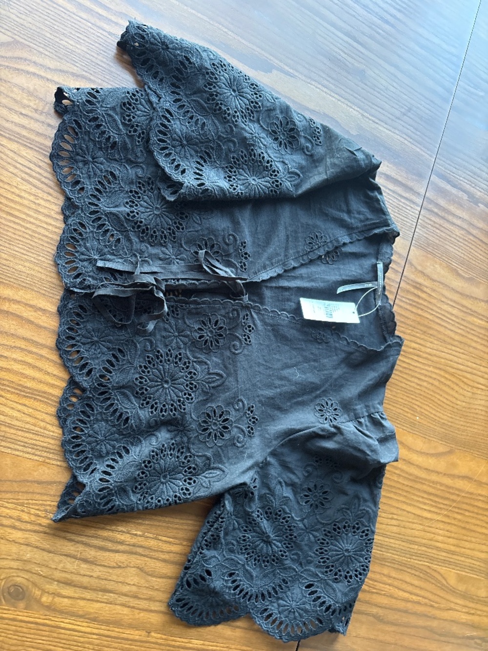 NWT Anthropologie Black Eyelet Top